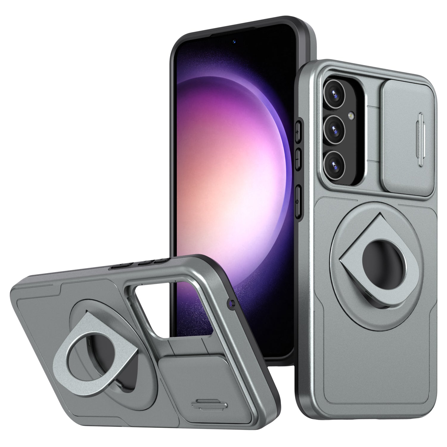 For Samsung Galaxy A13 4G / 5G Kickstand Case Slide Lens Lid TPU+PC Anti-Drop Phone Cover For Samsung Galaxy A13 4G / 5G Kickstand Case Slide Lens Lid TPU+PC Anti-Drop Phone Cover